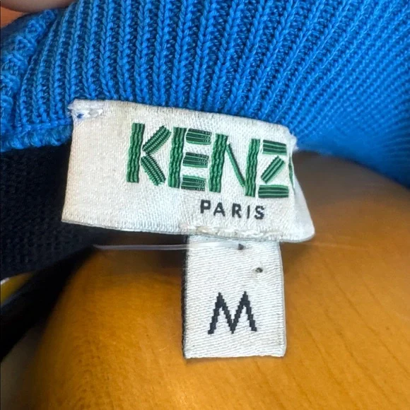 NWOT KENZO Paris Colorblock Knit Sweater Blue Red Black Size M - Picture 6 of 7